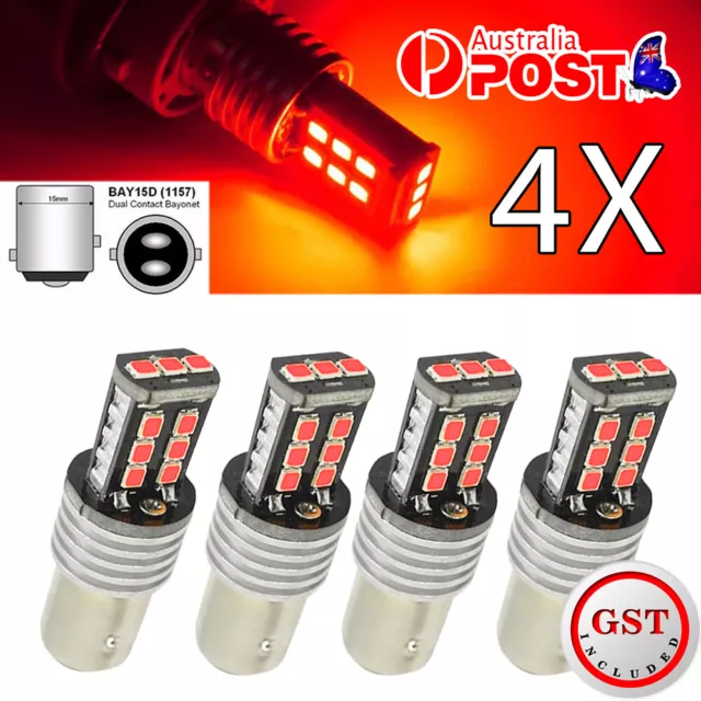 4pcs P21/5W BAY15D 1157 144 Red LED Canbus Stop Tail Brake Light Bulbs No Error