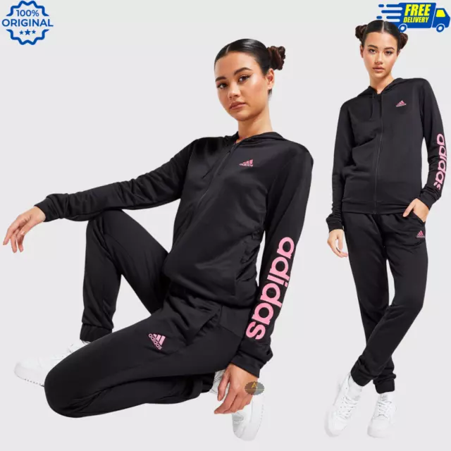 Pink and black deals adidas tracksuit