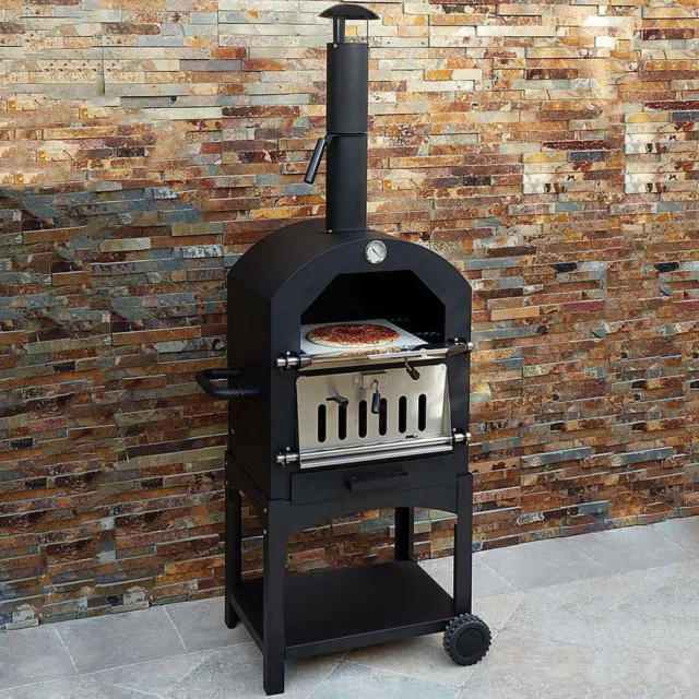 Outdoor Pizza Oven and FREE Cutter Garden Chimney Charcoal BBQ & Smoker Bread