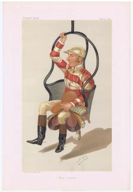 RARE PRINT  TOM CANNON Original Vanity Fair JOCKEY Print 1885