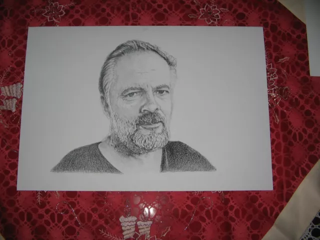 Disegno Matita E Carboncino 33X48 - Philip K. Dick - Bellissimo!