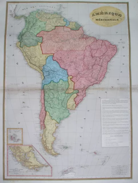 1837 Original Map South America Peru Bolivia Colombia Chile Argentina Patagonia