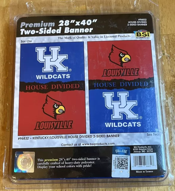 Louisville Cardinals Kentucky Wildcats 28"X40" Double Sided Banner Ncaa New