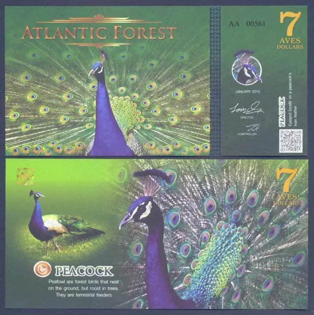 ATLANTIC FOREST 7 Aves Dollars 2015 UNC