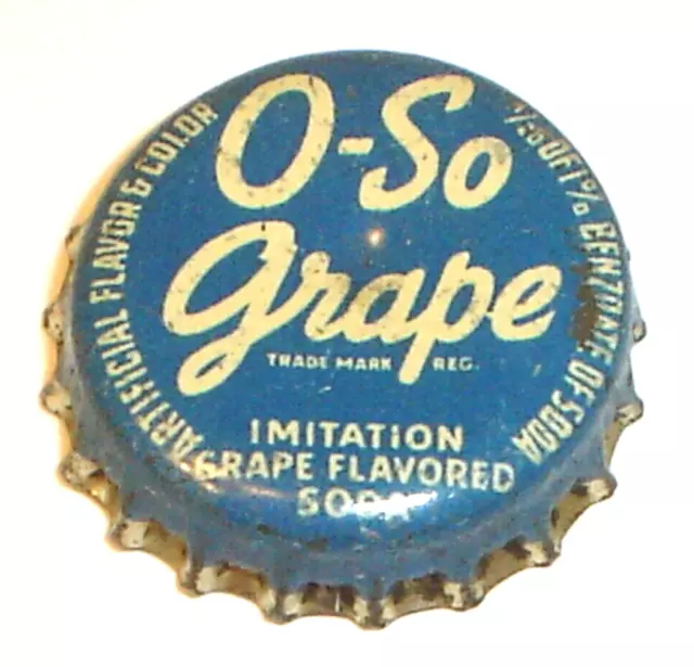 Vintage O-So Grape Cork Lined Soda Pop Bottle Crown Cap