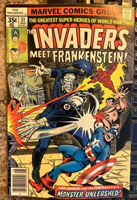 VINTAGE the INVADERS #31 1978 FRANKENSTEIN MONSTER NAZIS CAP MARVEL COMIC BOOK