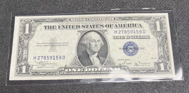 Choice UNC 1935-B $1 U.S. Silver Certificate, H/D Block One Dollar Bank Note