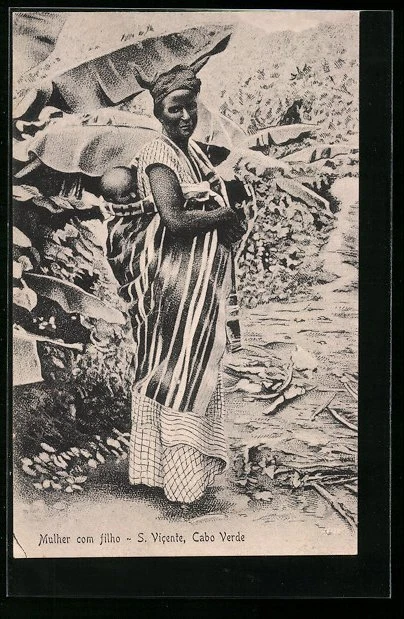 CPA Mulher com filho, S. Vicente, Cabo Verde