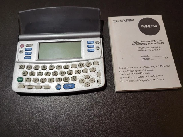 Sharp PW-E250 Pocket Oxford Spanish/English Dictionary & Thesaurus - Electronic Dictionary With Puzzle Solver