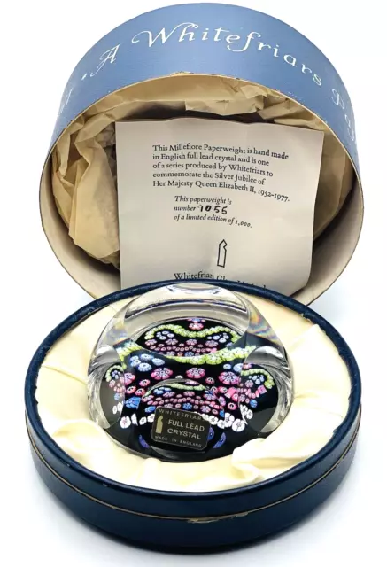 Whitefriars Silver Jubilee 1977 Glass Paperweight With Box And Certificate
