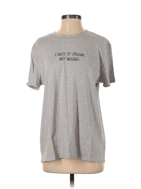 EMI JAY Women Gray Short Sleeve T-Shirt S