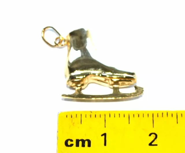 9CT GOLD ICE SKATE SKATING BOOT CHARM PENDANT - 25mm 2