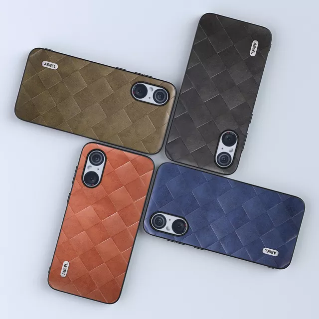 For Sony Xperia 5 V, Luxury Retro Grid PU Leather Hybrid Hard PC Case Cover