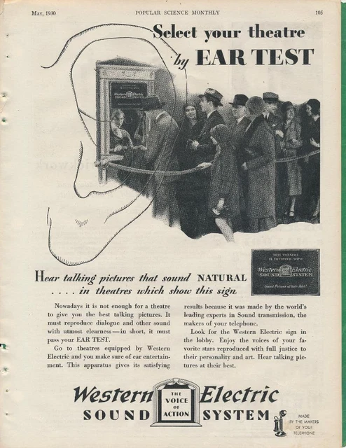 Magazine Ad - 1930 - Western Electric Sound System for Theaters