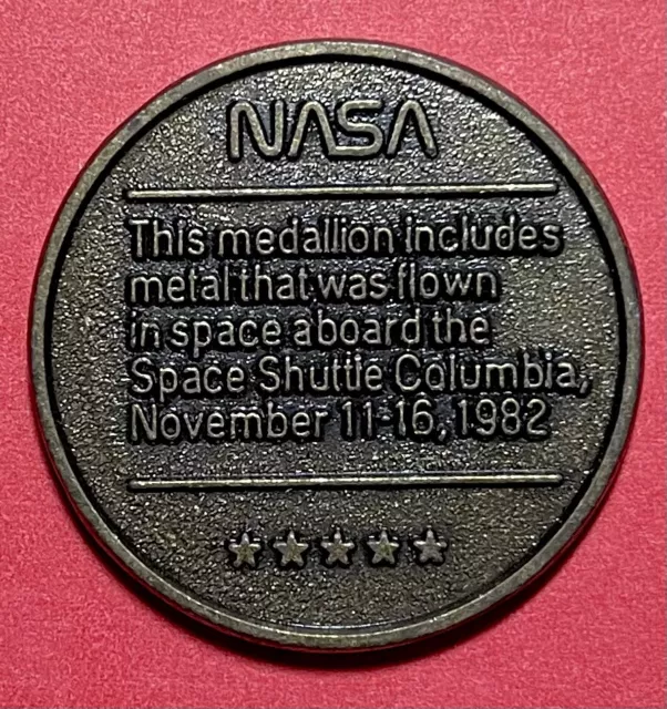 Sts-5 Columbia Medallion Coin Blended From Metal Flown In Space November 1982