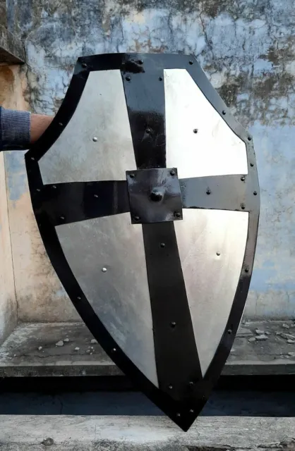 Medieval Battle Armor Shield Hand-Forged Gothic Layered Steel Cross Shield
