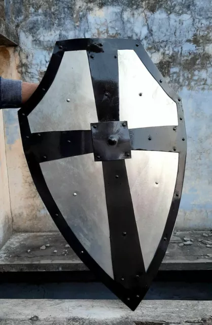 MEDIEVAL BATTLE ARMOR Shield Hand-Forged Gothic Layered Steel Cross ...