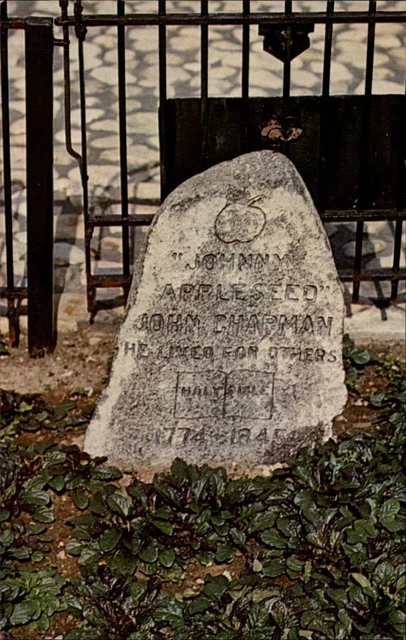 Indiana Fort Wayne Johnny Appleseed grave marker John Chapman ~ 1970s sku957
