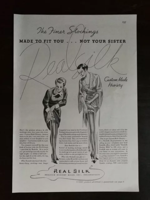 Vintage 1935 Real Silk Hosiery Stockings Sexy Full Page Original Ad 122