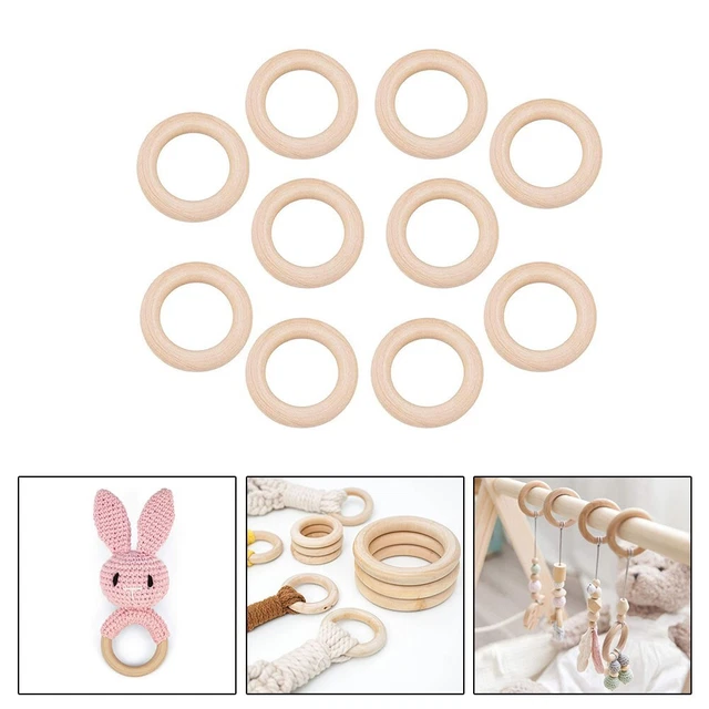 Lot de 10 bagues artisanales rondes en bois non peintes pour projets de bricolag