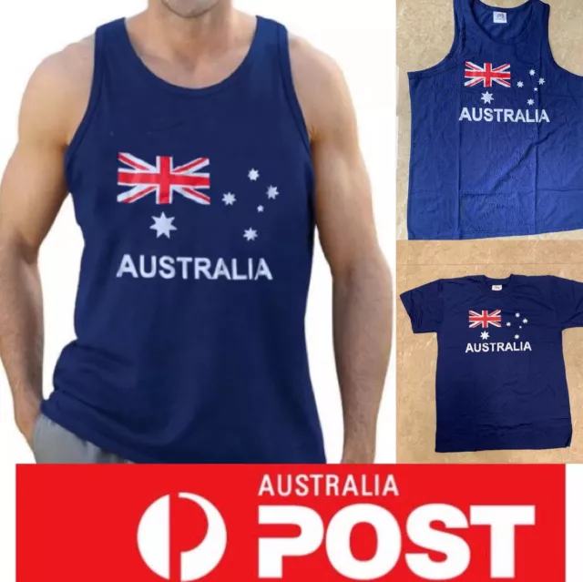 Australia Souvenir Singlet T shirt, Australia Flag, 100% cotton, AU stock