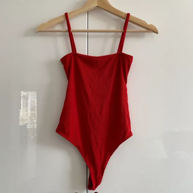 Brandy Melville Brown Crushed Velvet Scoopback Reina Thong Bodysuit Top One  Size