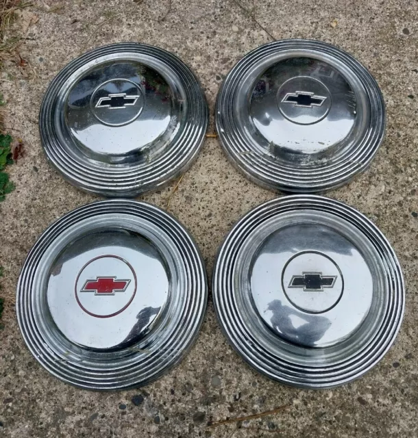 (4) Four 65-67 Chevy Dog Dish Hubcaps User Impala Biscayne Caprice Belair 66
