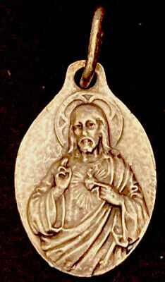 Medalla Católica Miedo Corazón De Jesús De Colección Tono Plata Francia