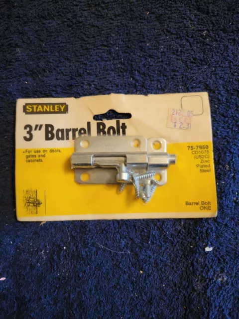 Stanley 3" Zinc Barrel Bolt 75-7950 CD1078 This is Zinc finish