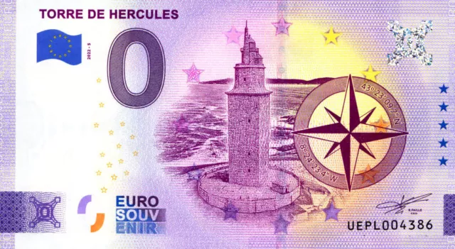 Leuchtturm, Torre de Hercules, 2022, Billet Euro Souvenir