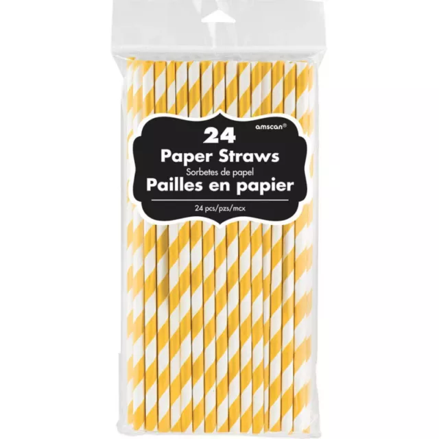 Paper Straws Yellow 24 Pack