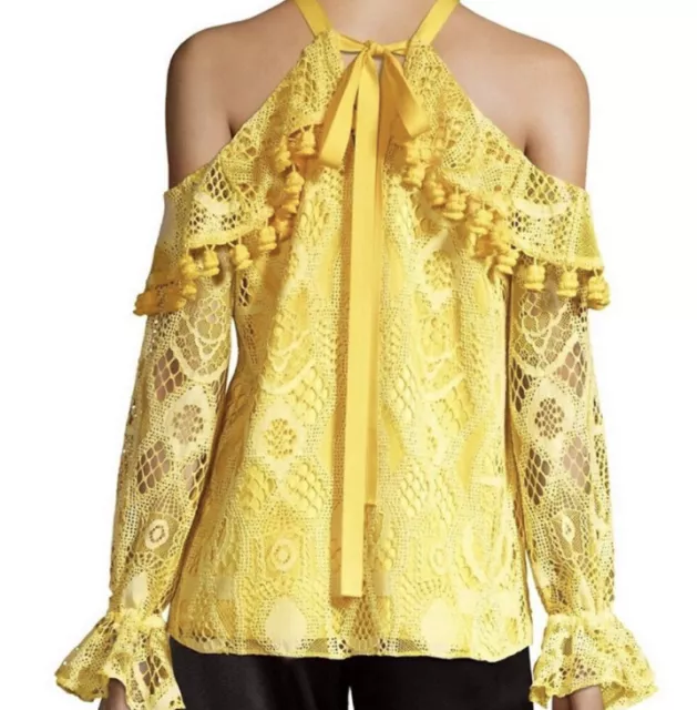 Alexis Women’s Adriano Long Sleeve Lace Top Cotton Blouse Size Small Yellow 3