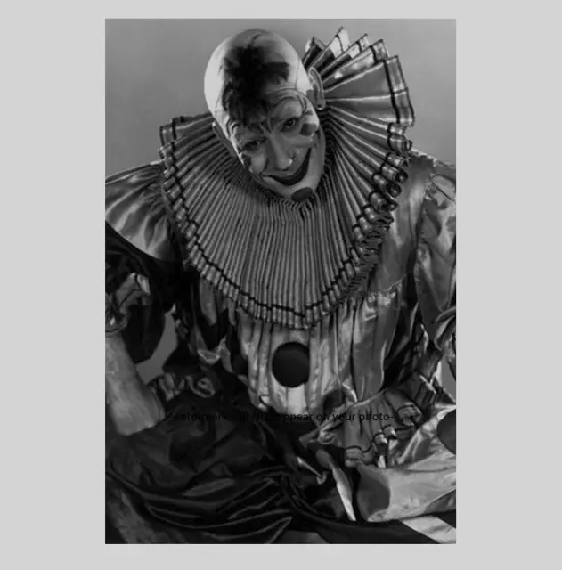 Scary Vintage Creepy Clown PHOTO Dark Freak Strange Weird Halloween Costume