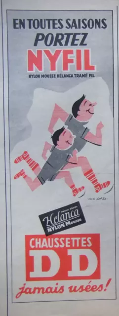Publicité De Presse 1956 Chaussettes Dd Toutes Saisons Portez Nyfil Helanca