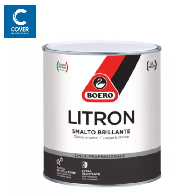 Smalto Lucido per esterni e interni BOERO LITRON in diversi colori da 750 ml