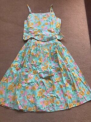 BNWT NEXT Aqua 2 Piece Floral Co-Ord Skirt Top Set Age 13 Years