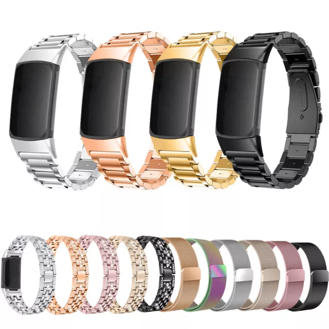 für Fitbit Charge 5 Edelstahl Milanese Uhrenarmbänder Milanaise Armband Ersatz