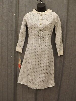 Cute Vtg 50s 60s NEW Junior Miss Petite S Blue Floral Crocheted Lace Trim Dress
