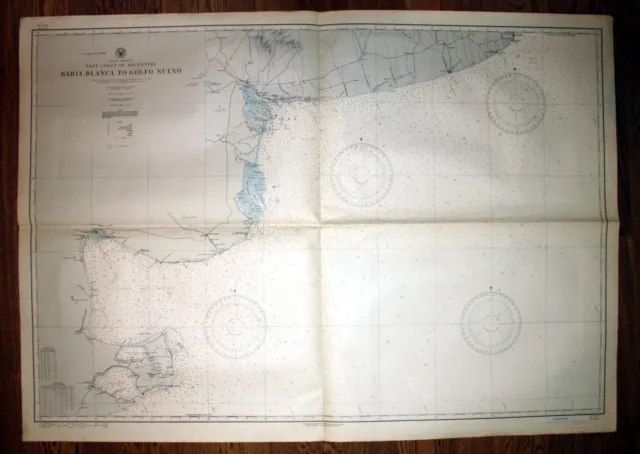 1963 America Argentina Bahia Blanca Golfo Nuevo Argentinien Amerika map Karte