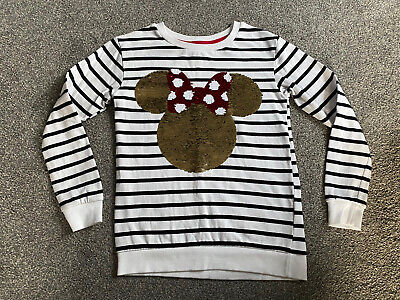 H&M Girls 8-10 Years Reversible Sequin Disney Minnie Mouse Jumper WORN ONCE