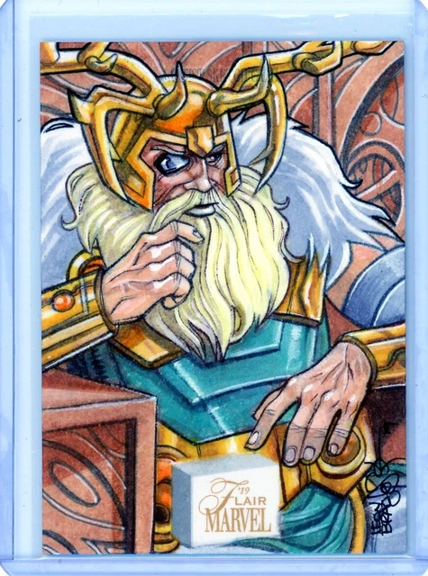 2019 Fleer Flair Marvel Sketch 1/1 Leon Braojos Odin JS
