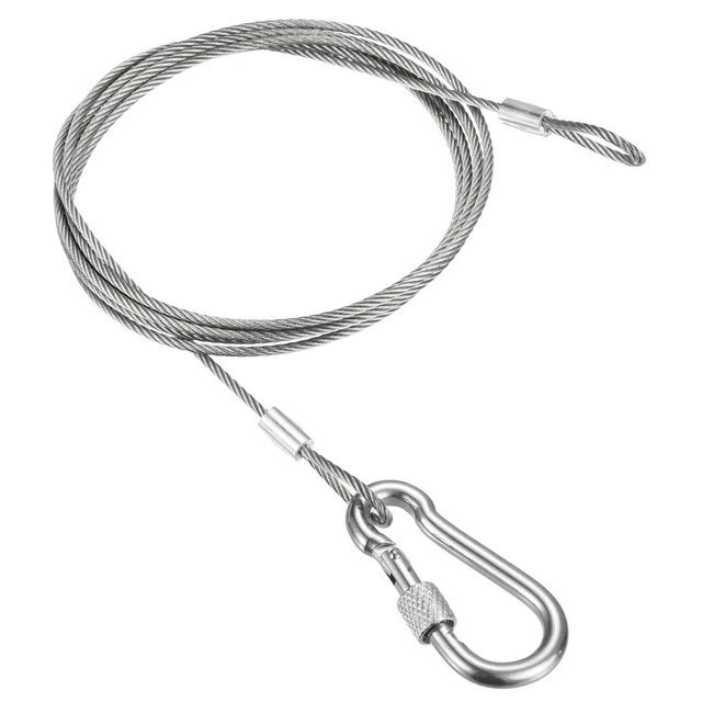 2.5mmx1.5m(5Ft) Safety Cable Lock Wire with Snap Hook Steel Security Cable