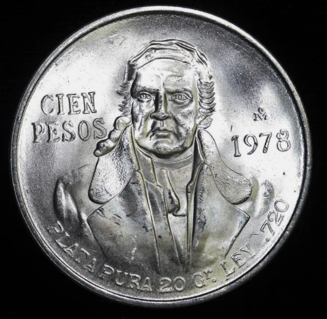 1977/1978 100 Cien Pesos Mexico .720 Silver (Asw .6428 Troy Ounces)