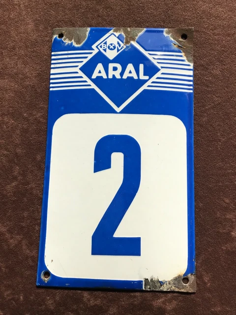 BV Aral Emailschild Garagennummer Tankstelle Nr.2 Oldtimer