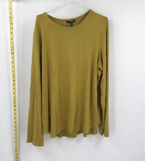 Eileen Fisher Womens Green Long Sleeve Crew Neck Pullover T-Shirt Size X-Large