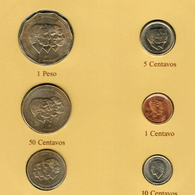 Coin Sets of All Nations Dominican w/card UNC 1 Peso, 50,25,10,5,1 Centavos 1984 3