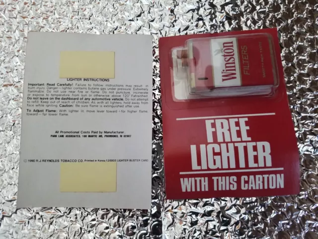 Vintage 1990s 90s Winston Cigarette Pack Novelty Lighter Red White