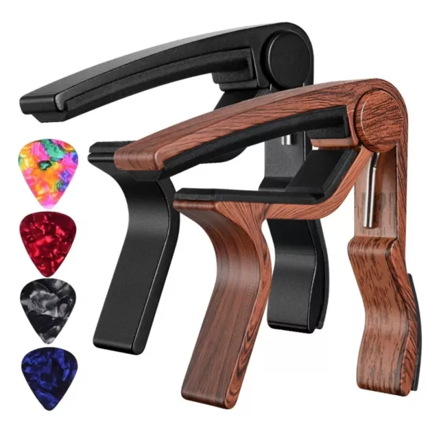 Guitar Capo Trigger Quick Change Key Clamp Acoustic Tone Adjusting+4 Free Picks