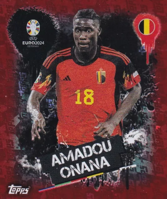 AUTOCOLLANT TOPPS UEFA Euro 2024 suisse BEL 3 Amadou Onana Artist Topps