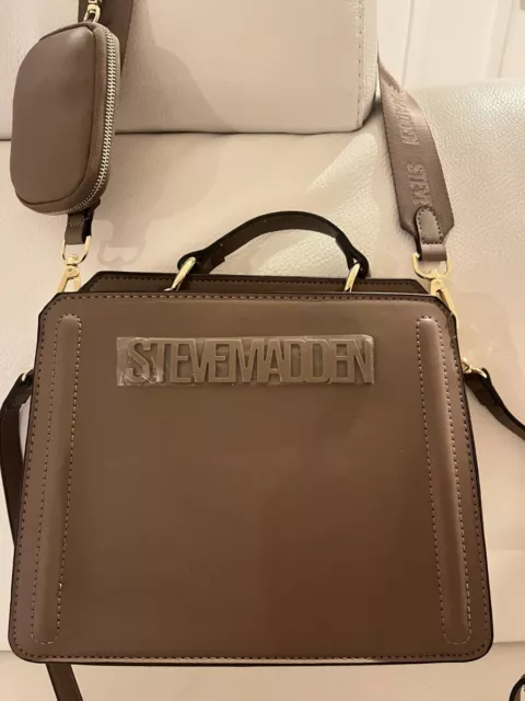 Nwt Steve Madden Bevelyn Satchel Crossbody Bag W Air Pod Case Mushroom